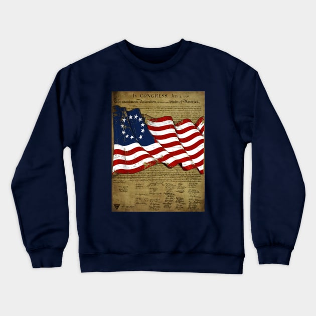 Declaration of Independence & Flag Crewneck Sweatshirt by i4ni Studio